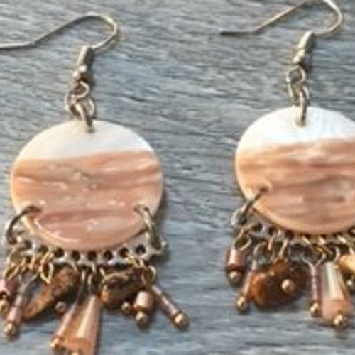 boucles d'oreille corail ocres et beiges