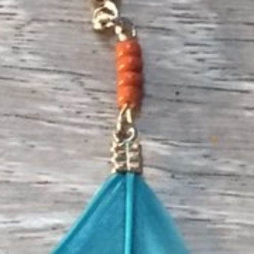boucles d'oreilles plumes bleues turquoises