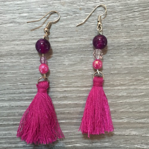 boucles d'oreilles fushia et violet vendues