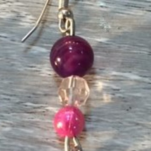 boucles d'oreilles fushia et violet vendues