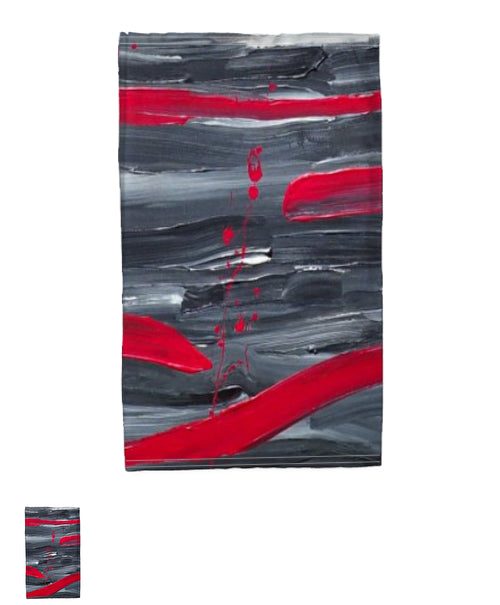 cache col noir, gris et rouge sang d'encre