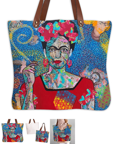 Sac Frida Kahlo bleu Simili Cuir