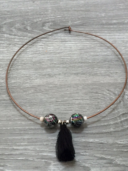 collier perles grises