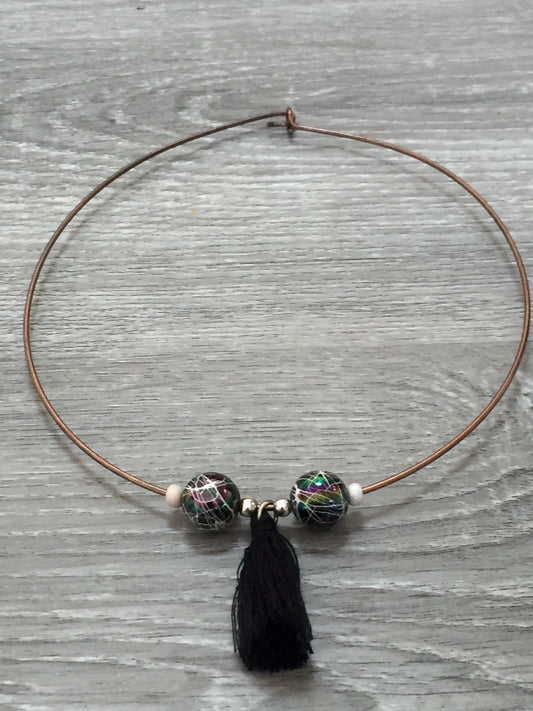 collier perles grises