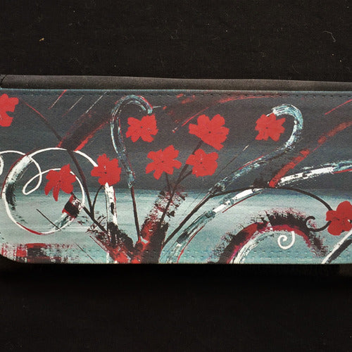portefeuille artistique fleurs rouges