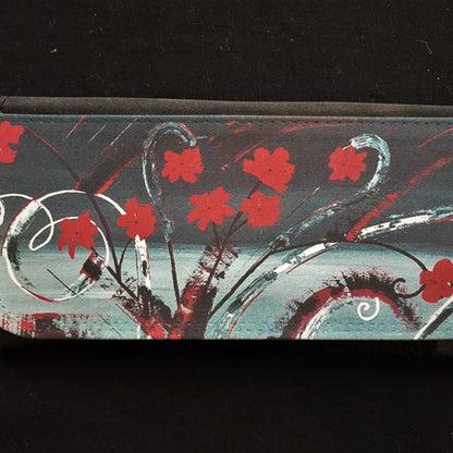 portefeuille artistique fleurs rouges