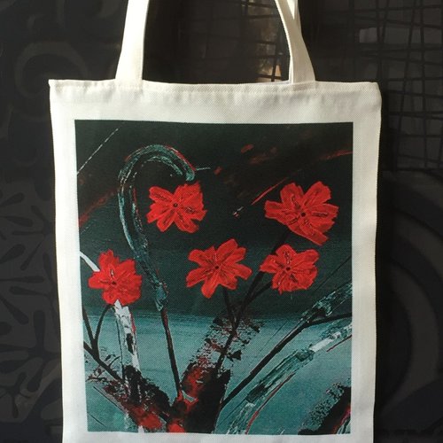 tote bag tableau l'hiver en suspens