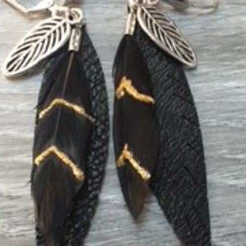 boucles d'oreilles plume noires