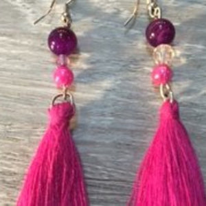 boucles d'oreilles fushia et violet vendues