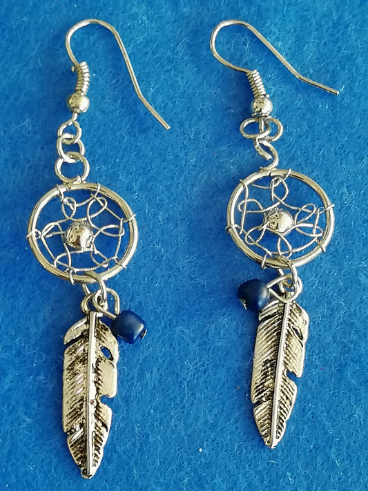 boucles d'oreilles attrappe-rêve argent