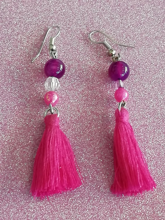 boucles d'oreilles fushia et violet vendues