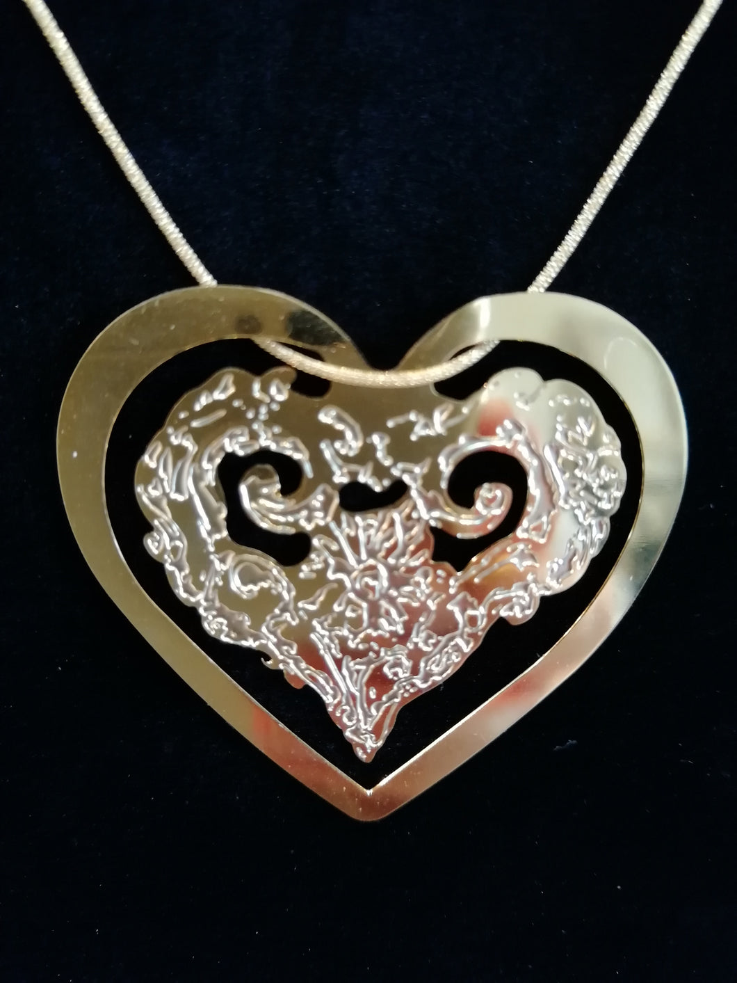 collier cœur opéra avec chaîne en soie japonaise