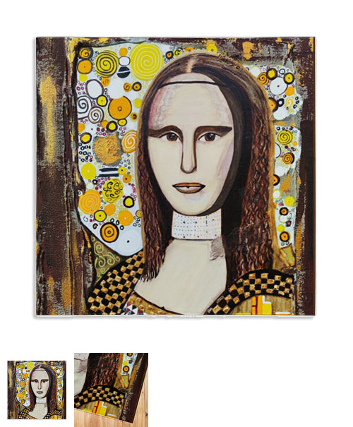 foulard marron et doré mona lisa klimt