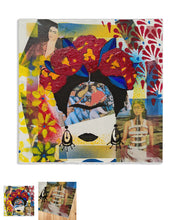 Load image into Gallery viewer, foulard rouge et jaune portrait frida kahlo